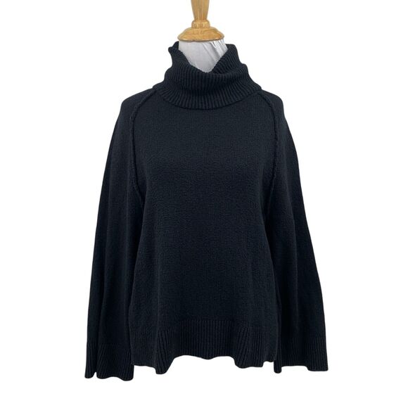 Lilla P Sweater Women S Small Black Turtleneck Raglan Long Sleeve Cashmere Blend - Picture 1 of 14